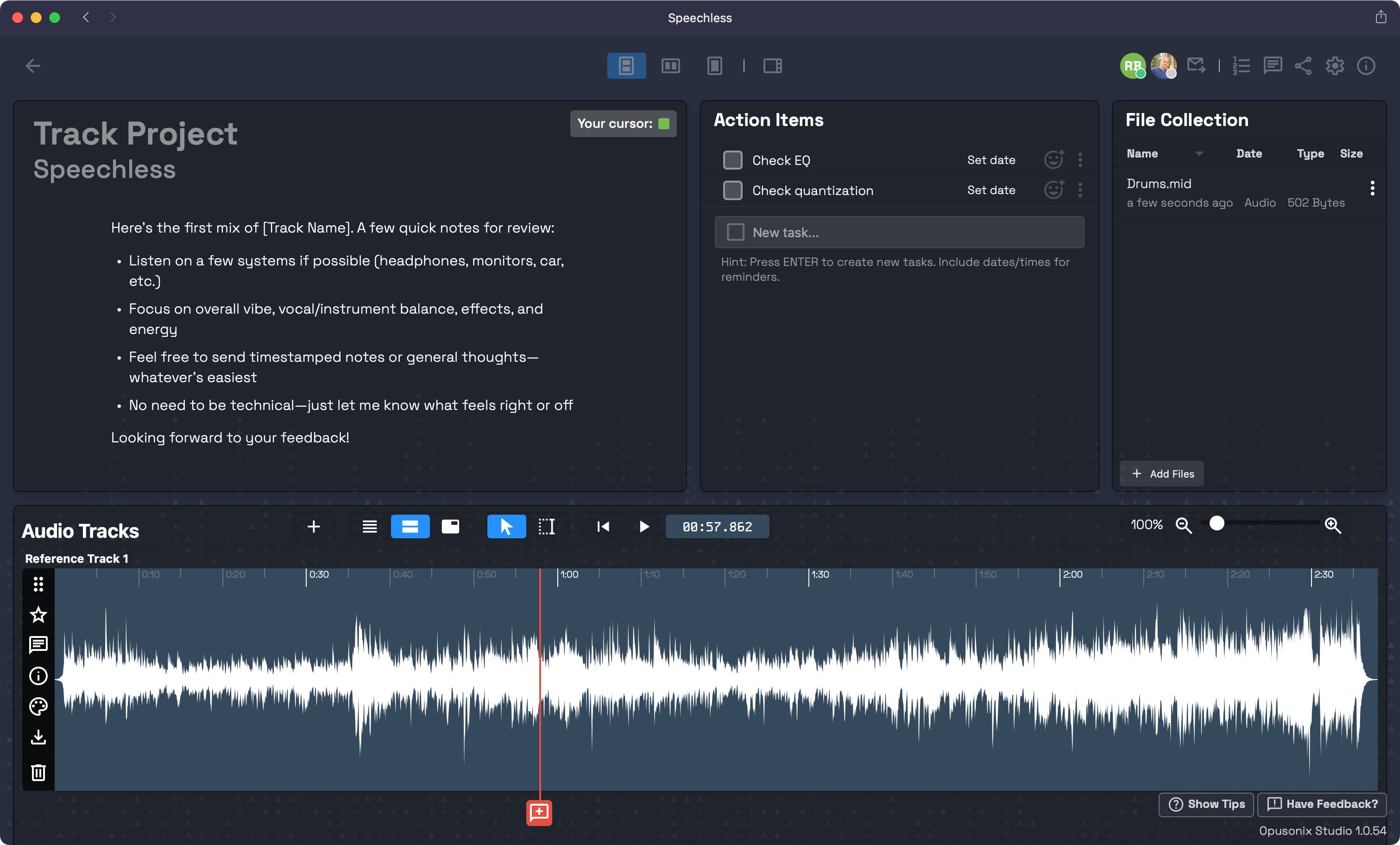 An elegant and efficient workspace for your track projects