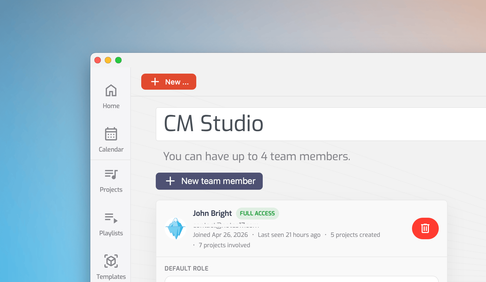 Opusonix - Manage Team Members Layout